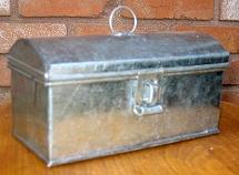 DOCUMENT BOX SMALL w/DOME TOP FOLK ART TIN