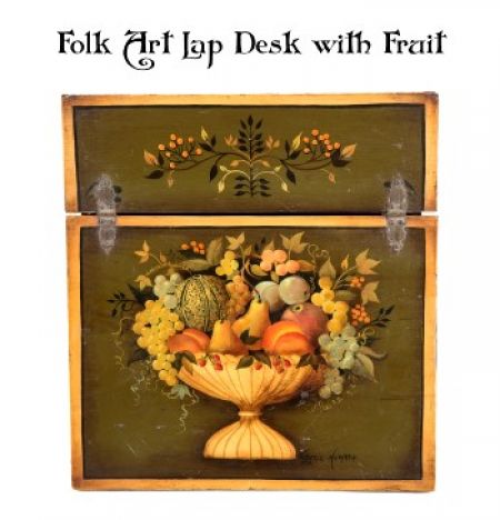 FOLK ART LAP DESK w/ FRUIT  PATTERN PACKET
