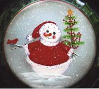 SWEET NOTHINGS PATTERN PACKET  SNOWMAN, CARDINAL AND FEATHER TREE ON LARGE COOKIE JAR