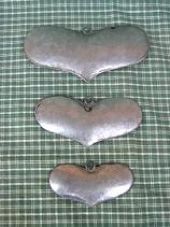 FOLK ART TIN GRAB BAG  2 COMPLETE SETS OF PUFFED HEARTS
